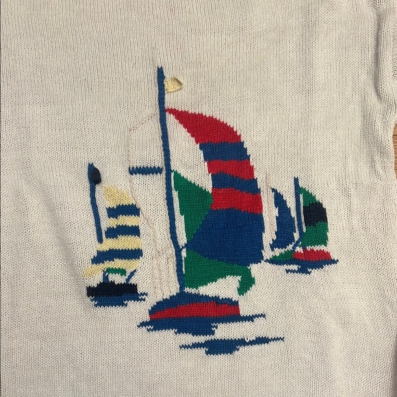 Nautical Themed Sailing Sweater - Cream Size small - Picture 2 of 8